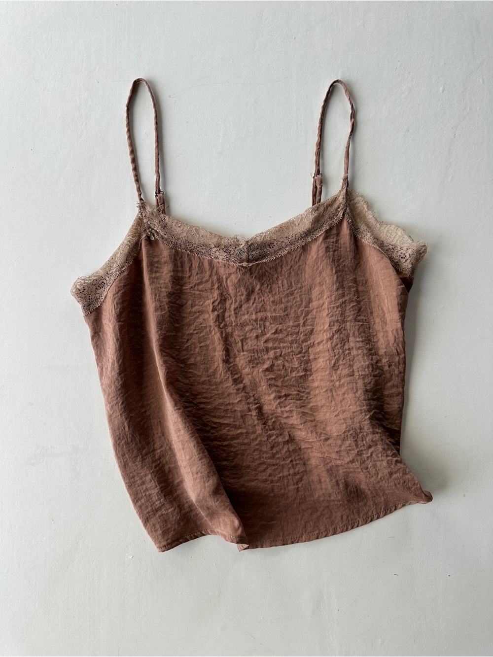 wild fable Brown Lace-Trim Spaghetti Strap Cami